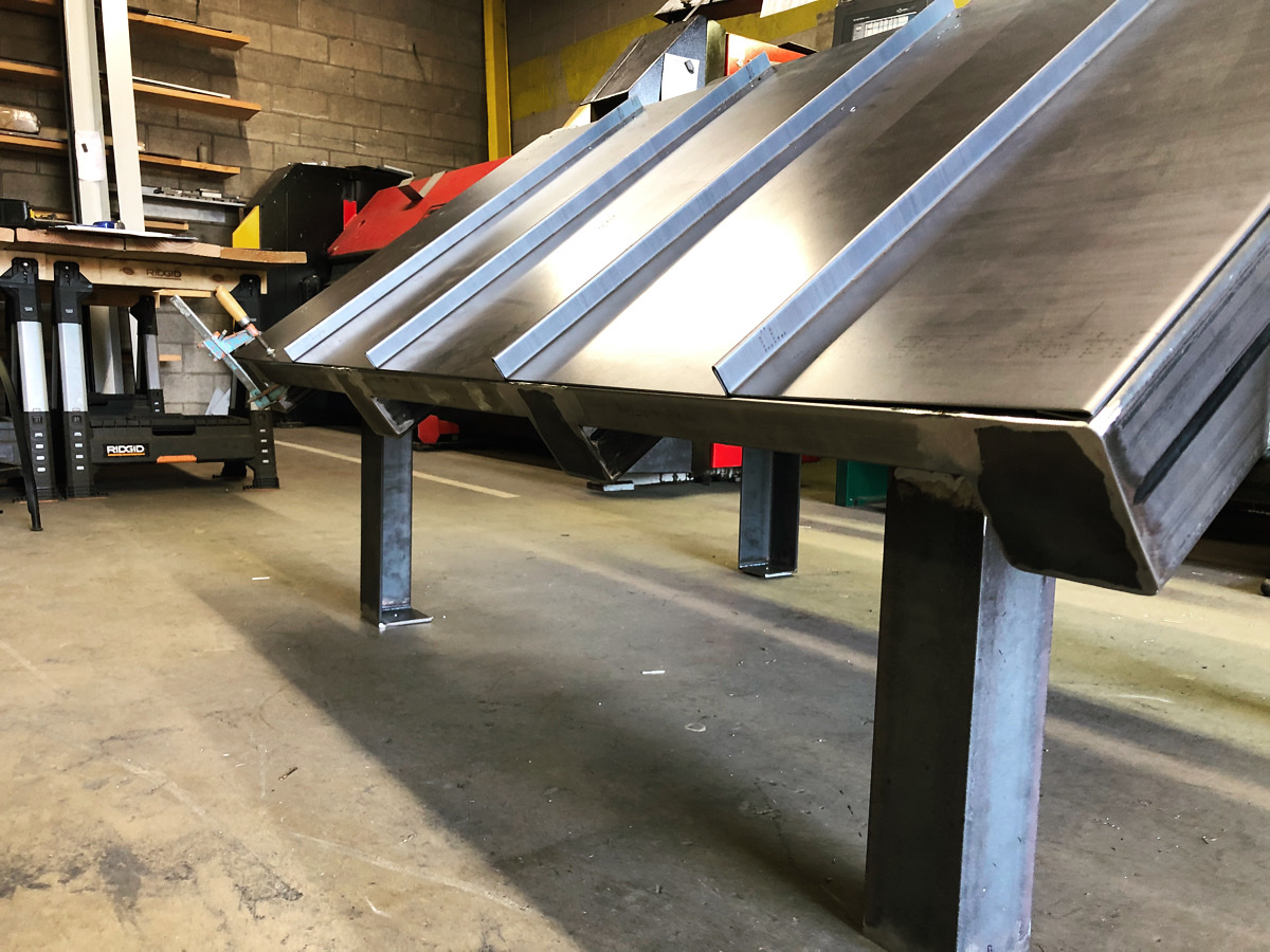 Range hood fabrication in progress