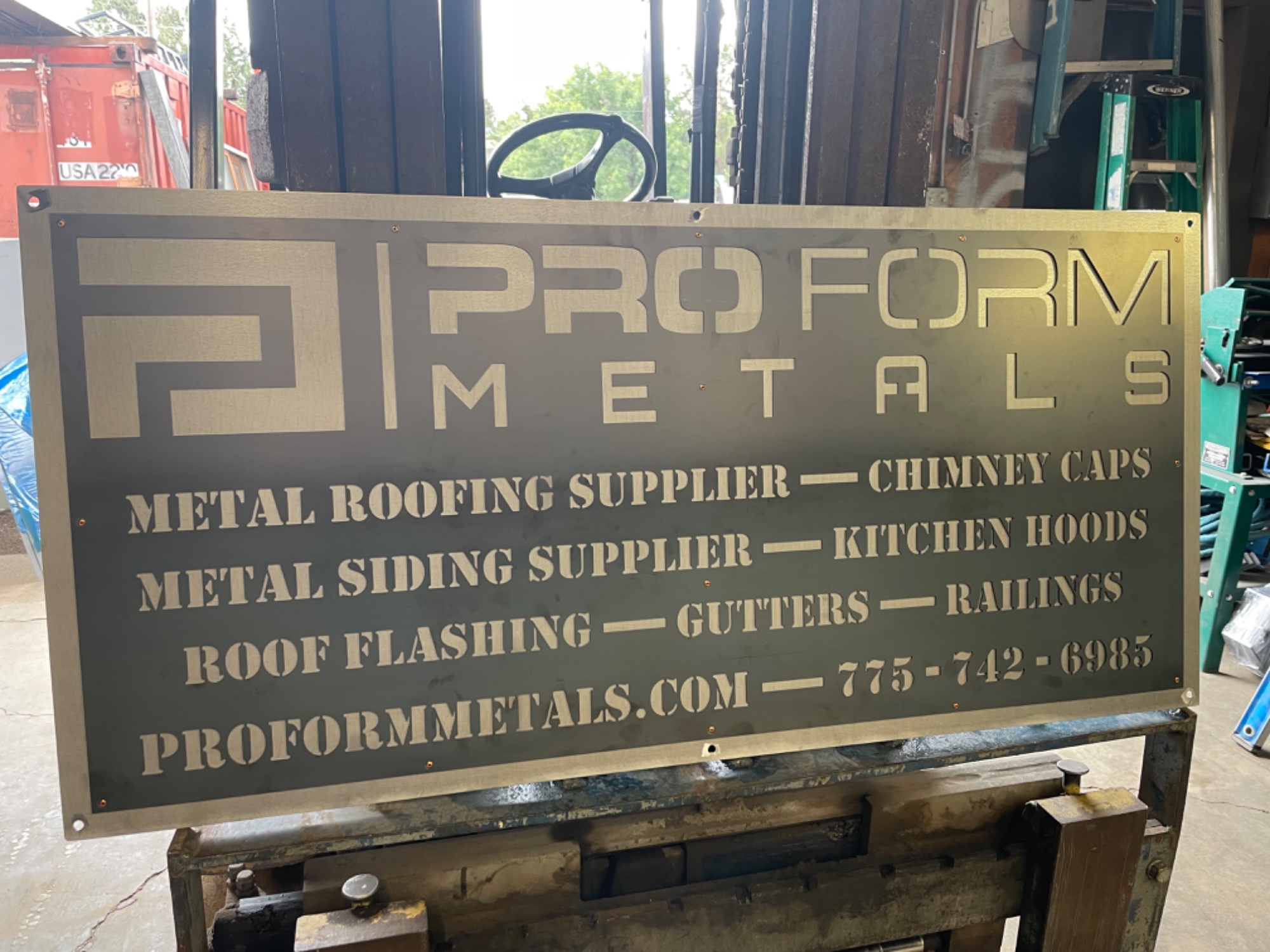Pro Form Metals plasma cut sign